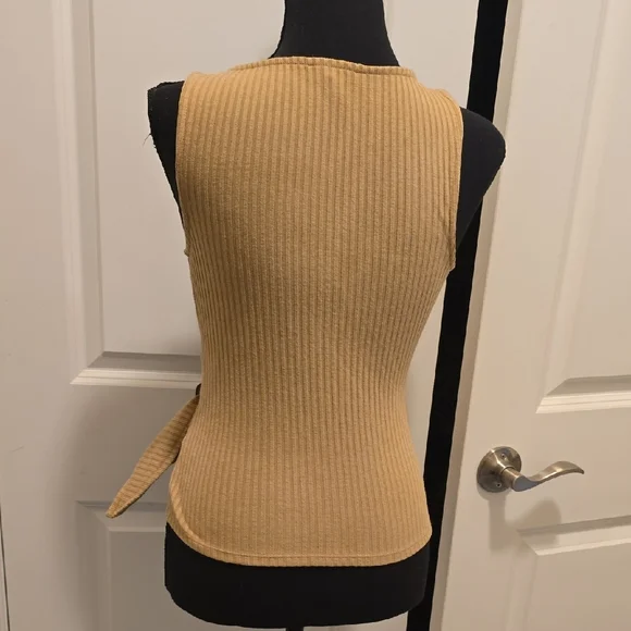 Express Camel Ribbed Wrap Tank Top - Picture 3 of 5